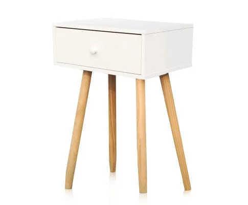 1 Drawer Side Table Sleek Modern & Stylish Neutral Design 61cm