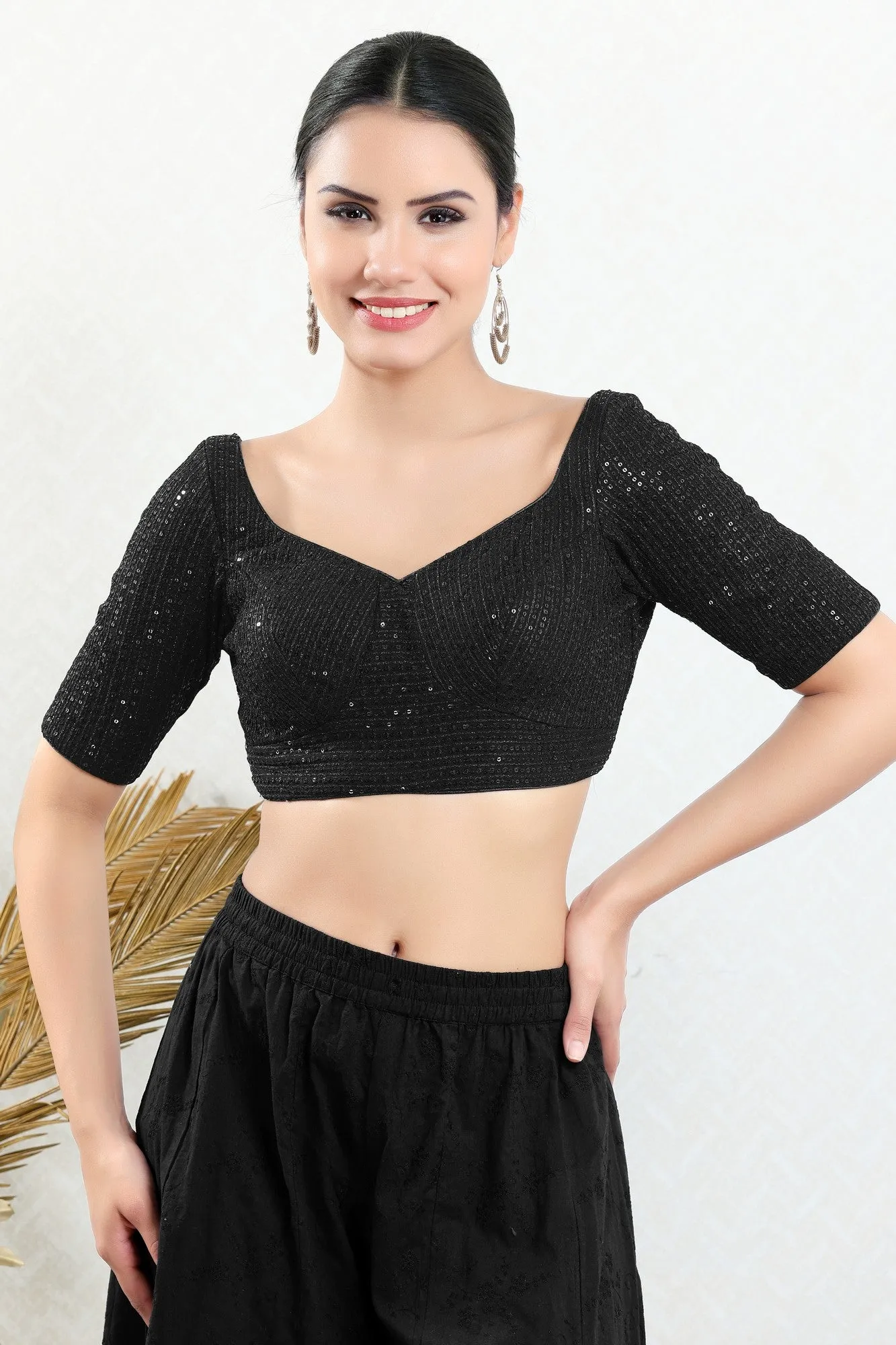 Black ready-made blouse with embroidered work