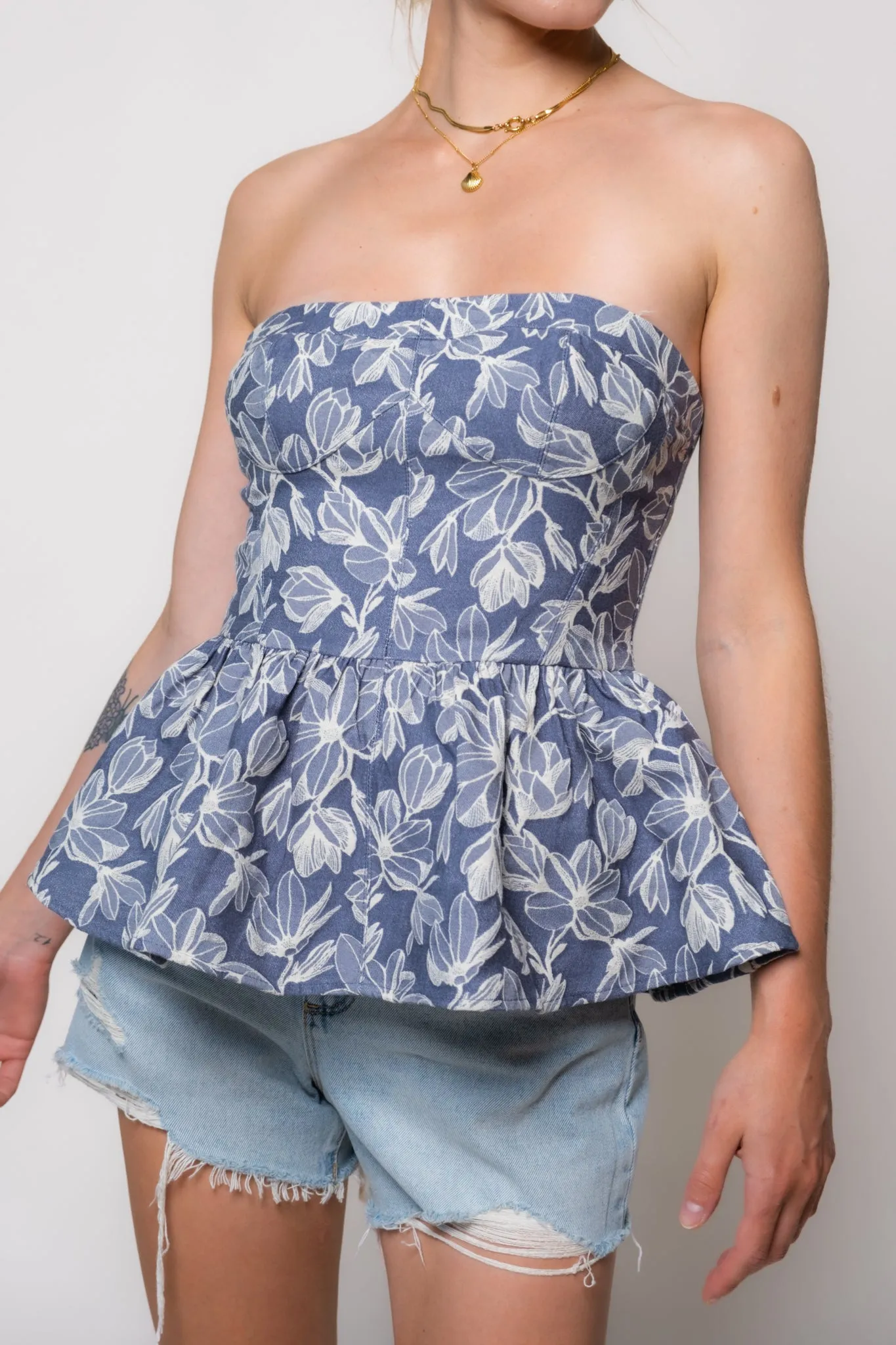 Bloom Strapless Peplum Top