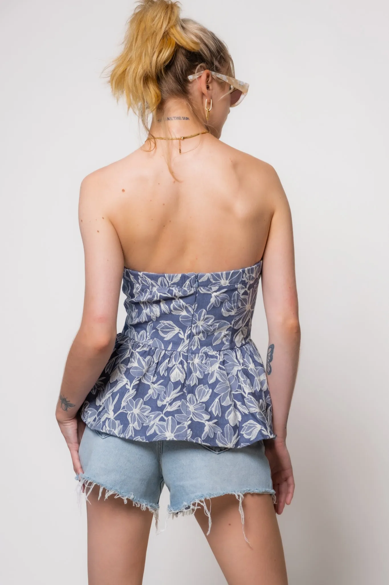 Bloom Strapless Peplum Top