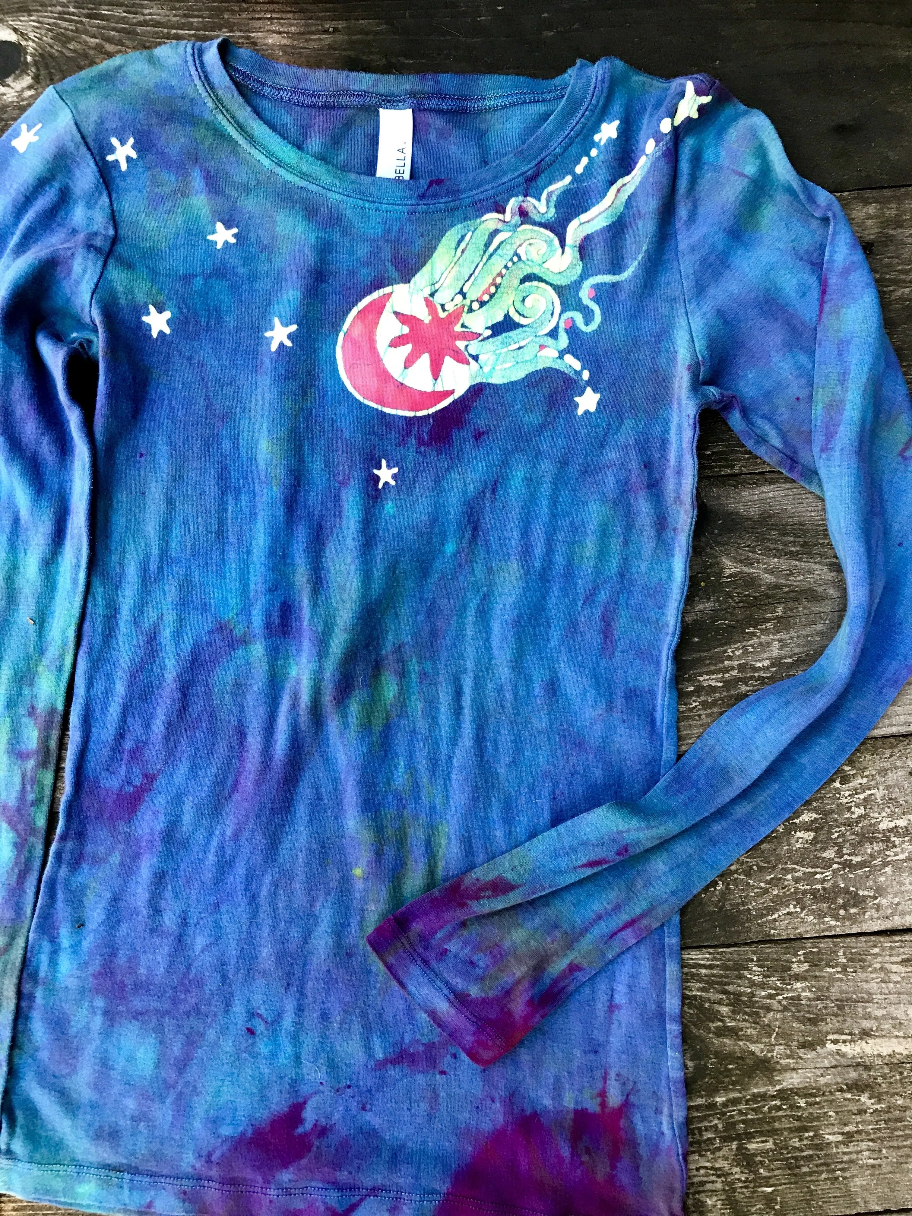 Blue Moon Sunrise Handmade Long Sleeve Batik Top