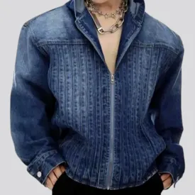 Boho style men's denim jacket