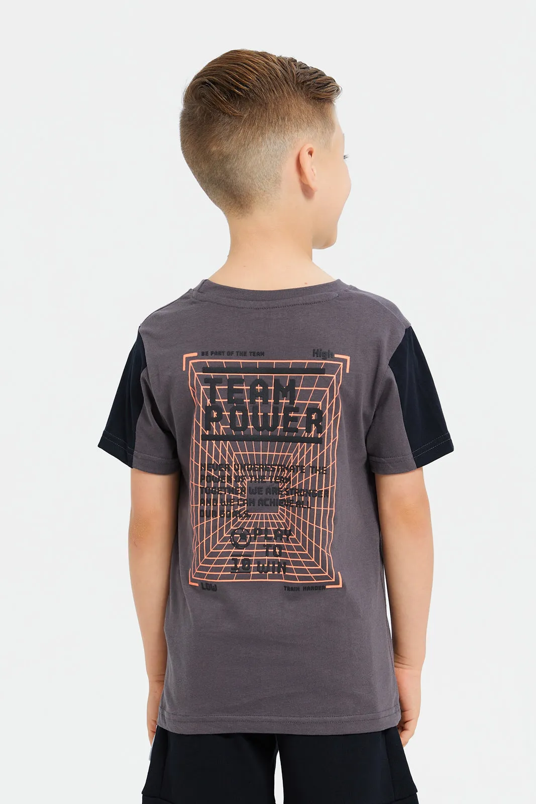 Boys Grey Short Sleeve T-Shirt With Pocket