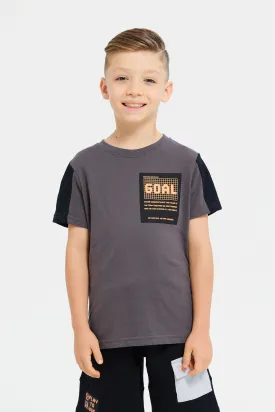 Boys Grey Short Sleeve T-Shirt With Pocket