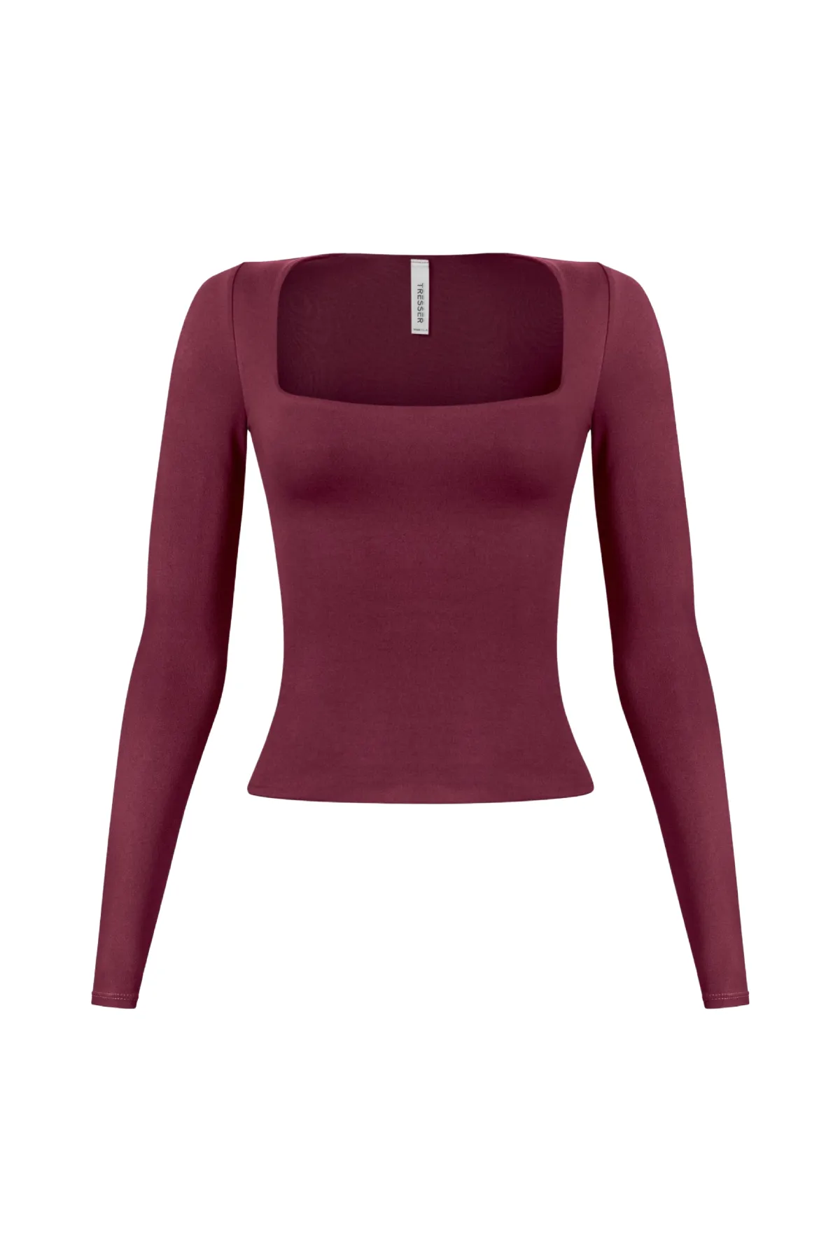 Cassie Long Sleeve Scoop Neck Top (Burgundy Red)