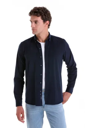 Comfort Fit 100% Cotton Navy Casual Shirt