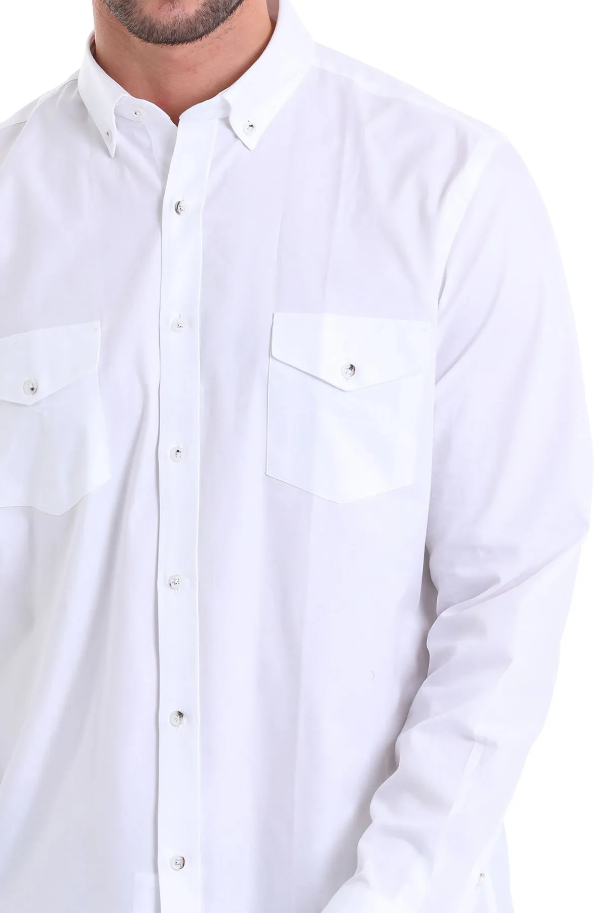 Comfort Fit Button-Down Cotton White Casual Shirt