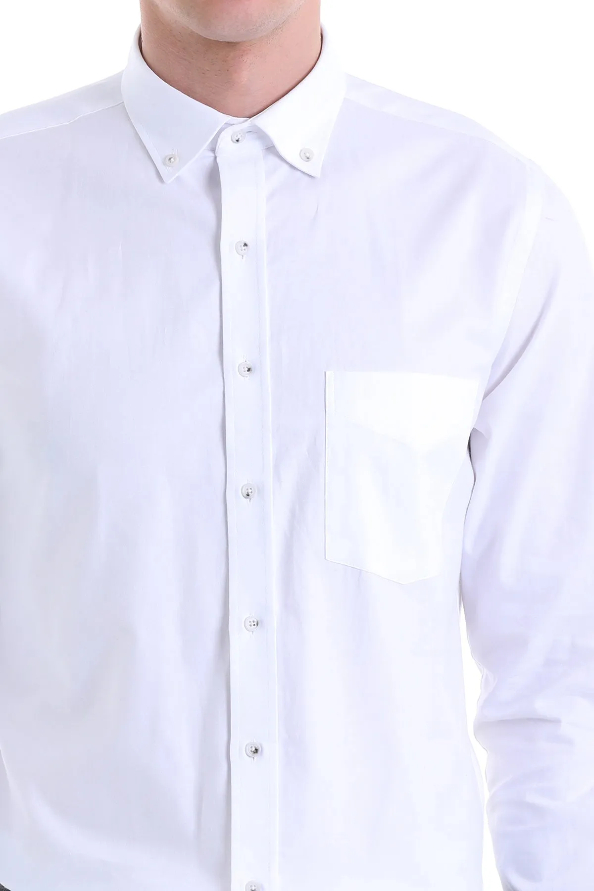 Comfort Fit Chest Pocket Cotton White Casual Shirt