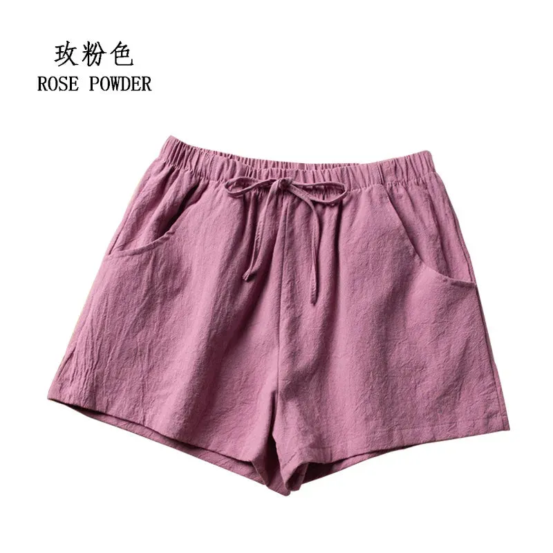 Cotton Linen Shorts Woman Basic Short Pants Mini Trousers Trafic Fashion High Waist Bottom for Teen Girls Summer Plus Size