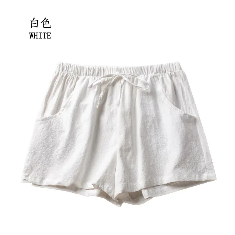 Cotton Linen Shorts Woman Basic Short Pants Mini Trousers Trafic Fashion High Waist Bottom for Teen Girls Summer Plus Size