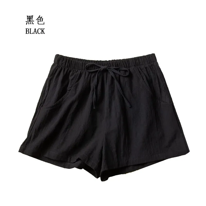 Cotton Linen Shorts Woman Basic Short Pants Mini Trousers Trafic Fashion High Waist Bottom for Teen Girls Summer Plus Size