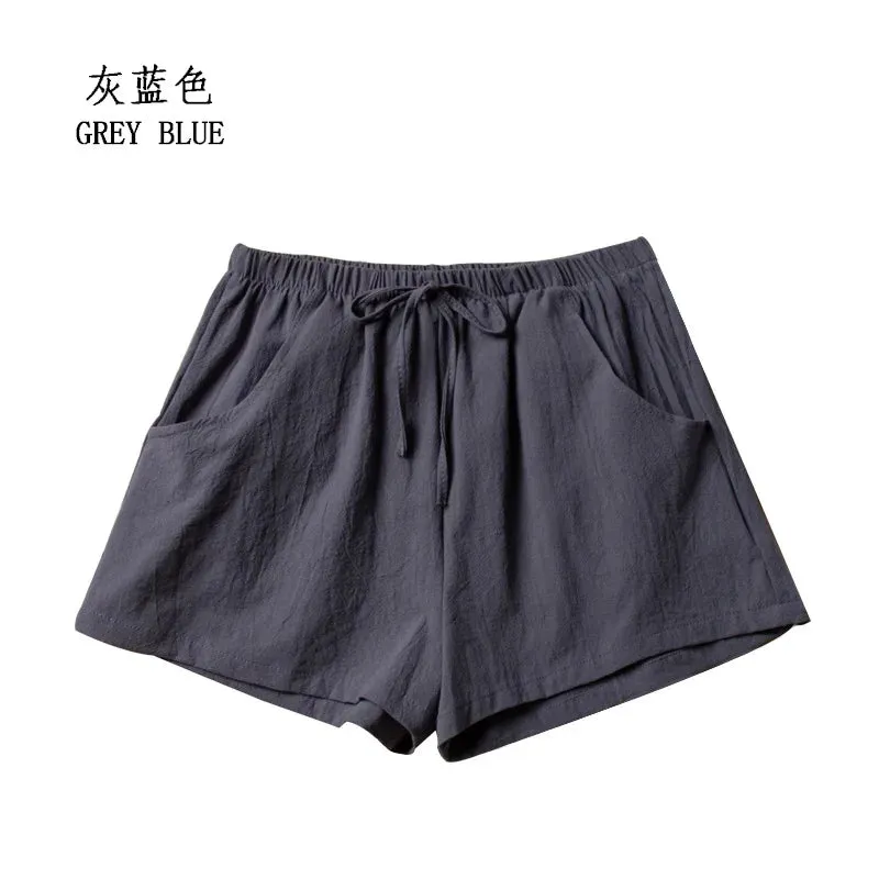 Cotton Linen Shorts Woman Basic Short Pants Mini Trousers Trafic Fashion High Waist Bottom for Teen Girls Summer Plus Size