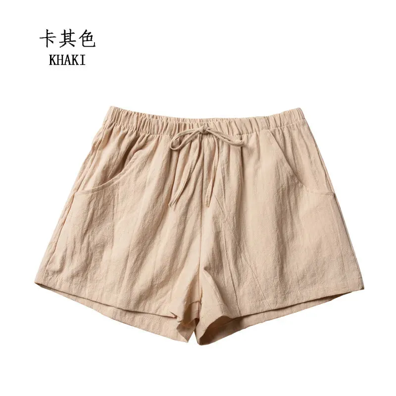 Cotton Linen Shorts Woman Basic Short Pants Mini Trousers Trafic Fashion High Waist Bottom for Teen Girls Summer Plus Size