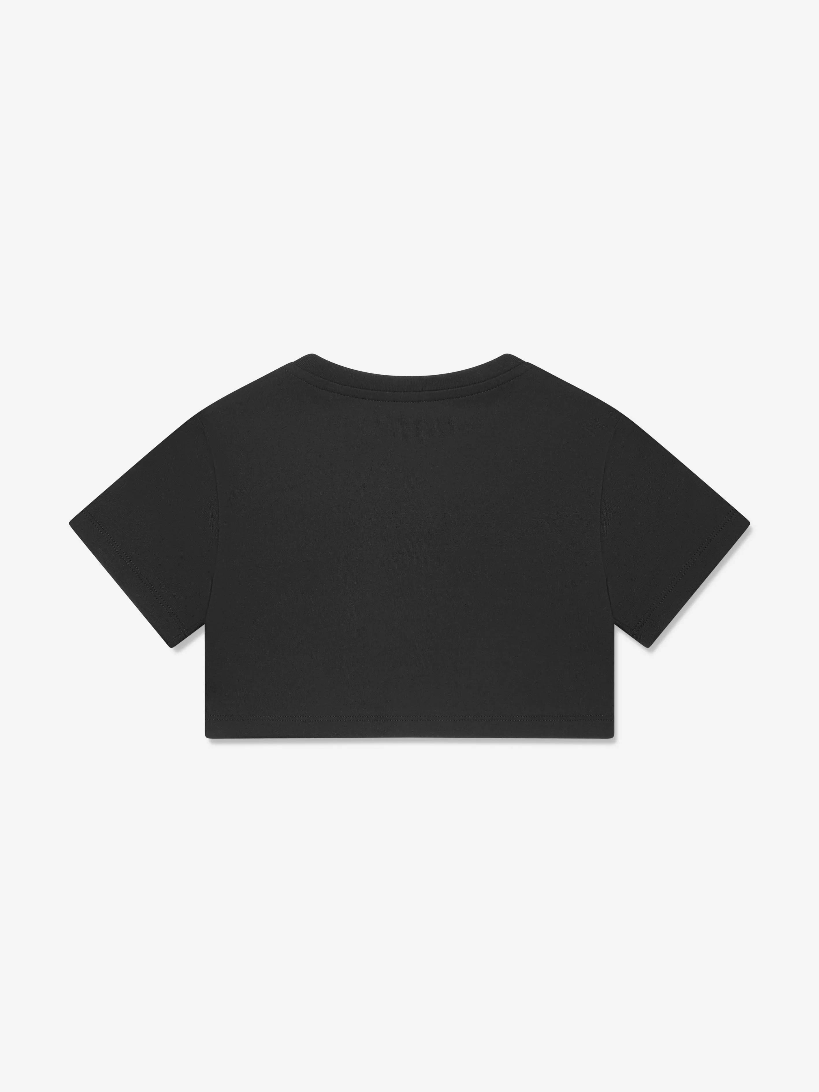 Dolce & Gabbana Girls Cropped Logo T-Shirt in Black