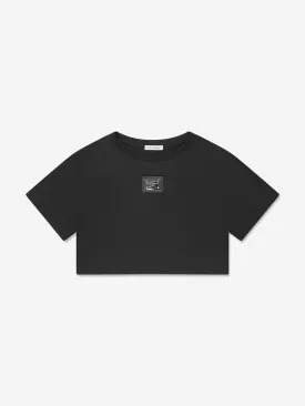 Dolce & Gabbana Girls Cropped Logo T-Shirt in Black