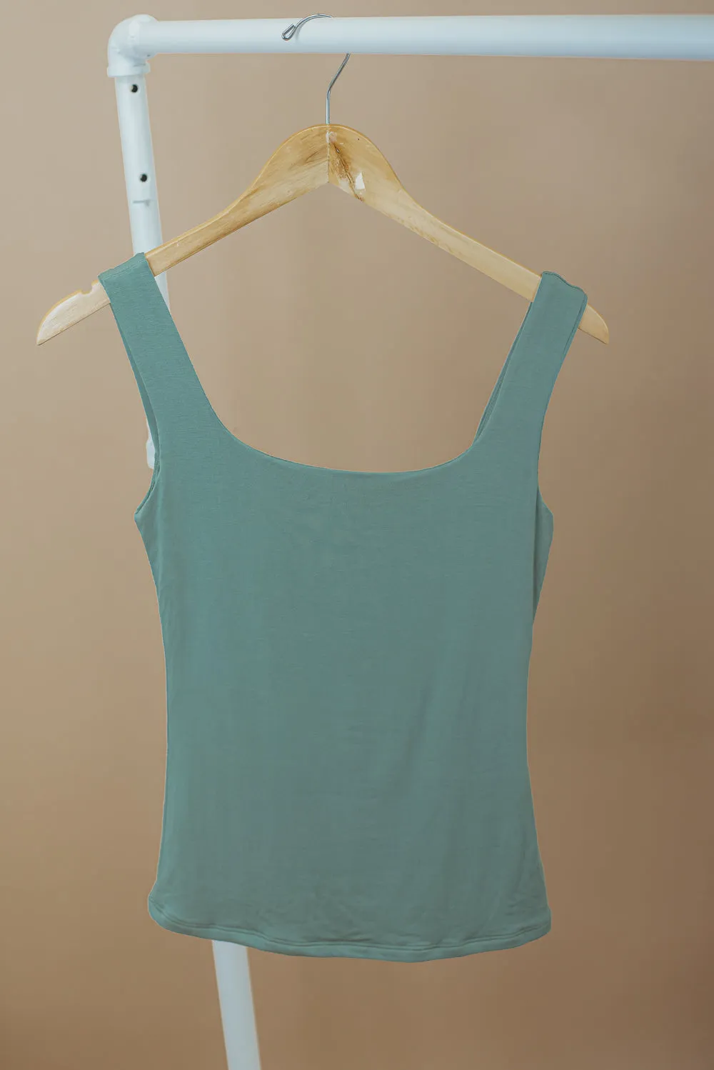 Double Layered Reg Length Tank, desert sage