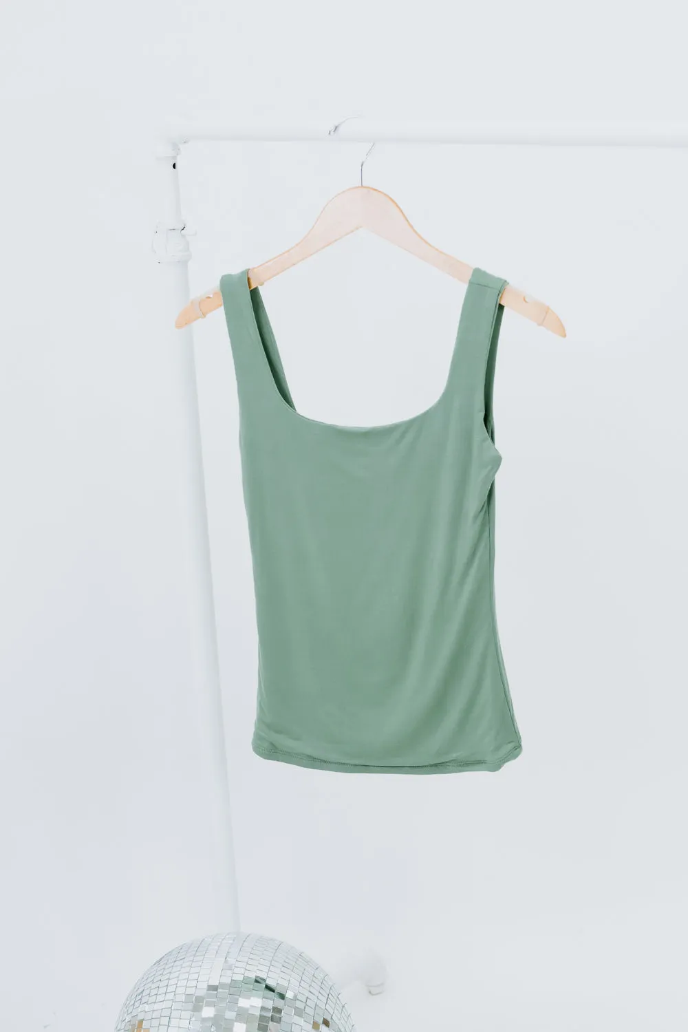 Double Layered Reg Length Tank, desert sage