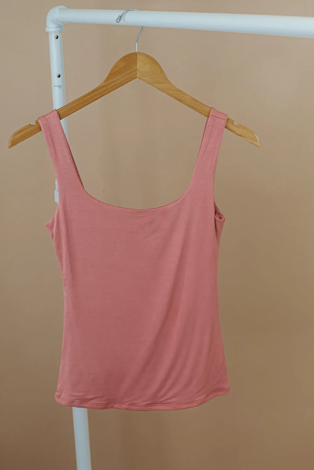 Double Layered Reg Length Tank, ginger coral