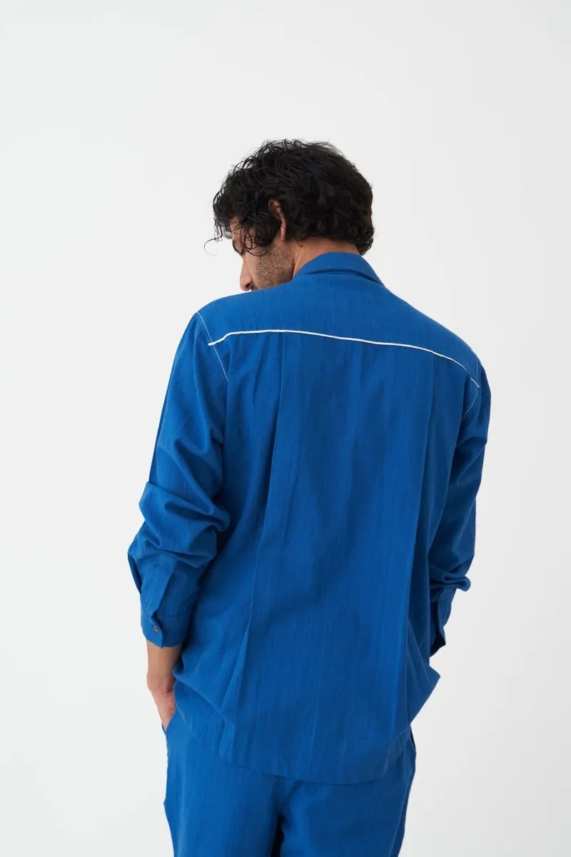 Double Patch Pocket Shirt -  Electric Blue