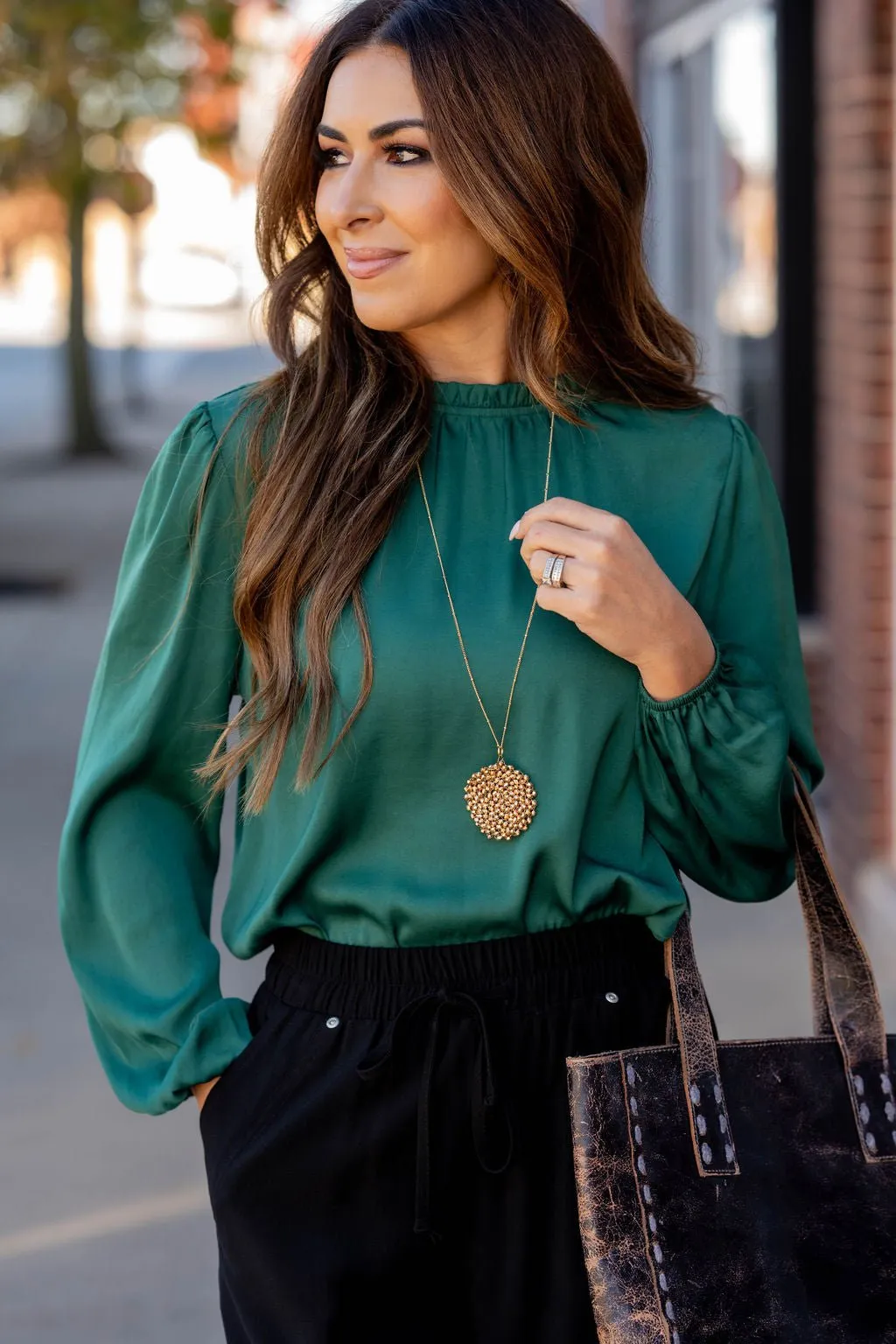 Elegant Cinched Trim Blouse