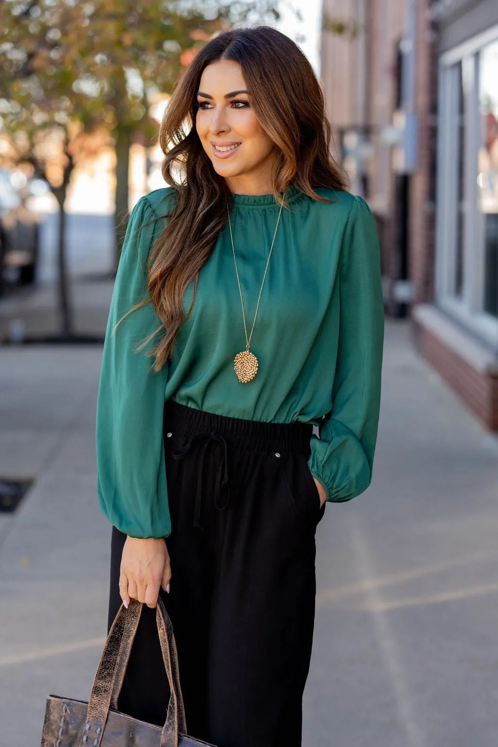 Elegant Cinched Trim Blouse