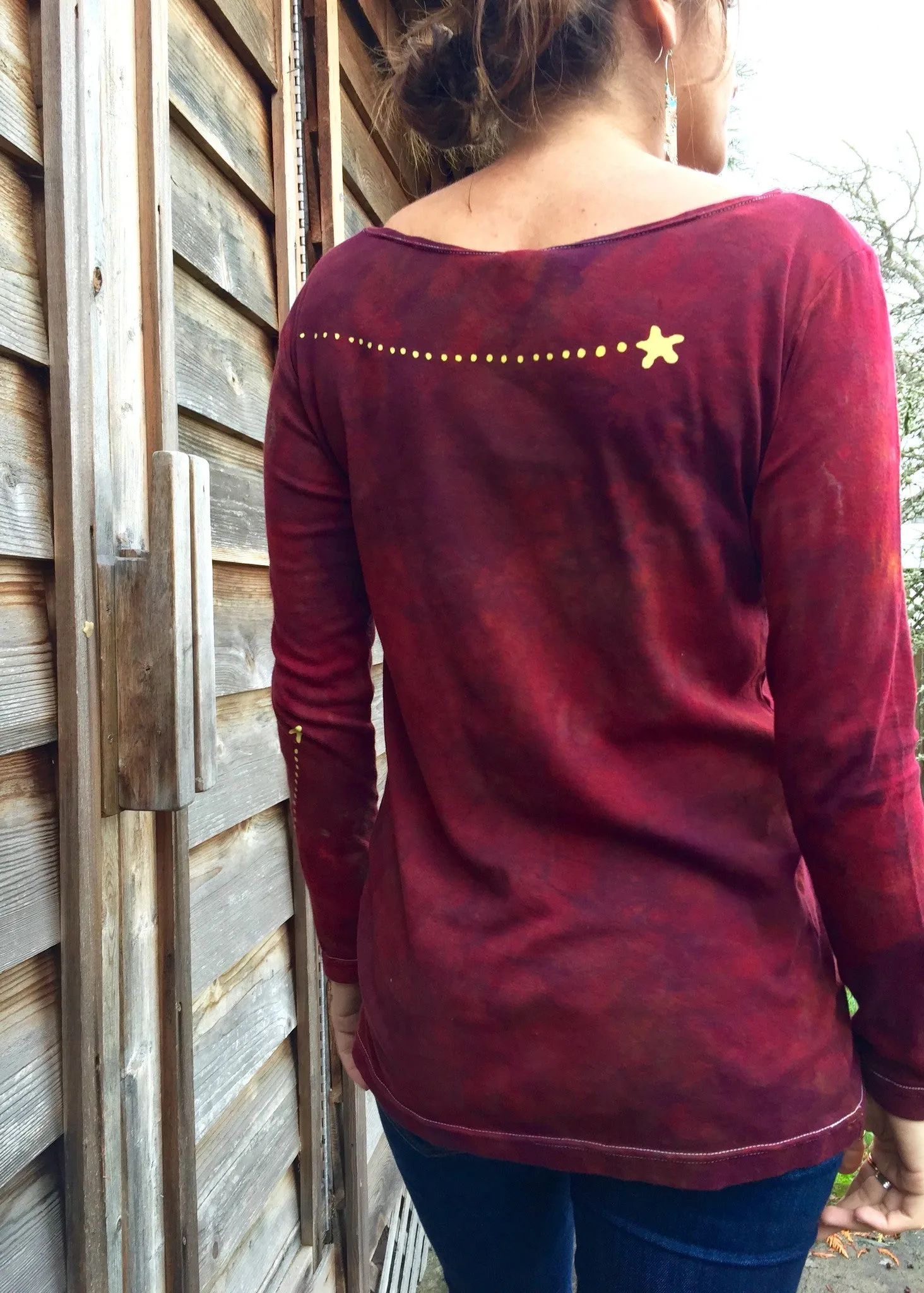 Firelight Red Moon Long Sleeve Batik Top