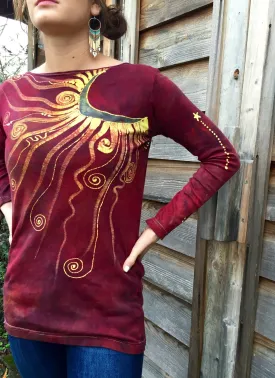 Firelight Red Moon Long Sleeve Batik Top