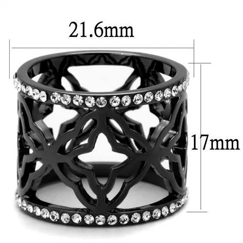 Gun Stainless Steel Ring Top GRD Crystal Clear TK2909 for Women Style Light