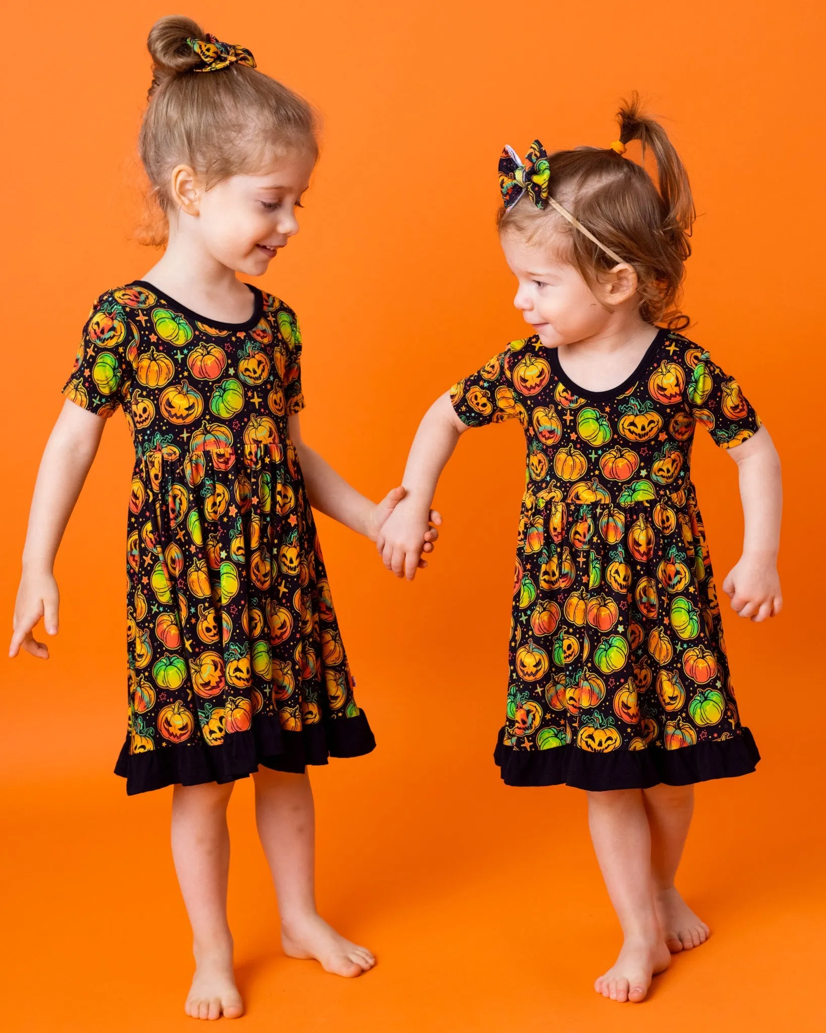 Halloween | Spooky Pumpkins | Toddler & Girls Bamboo Ruffle Twirl Dress