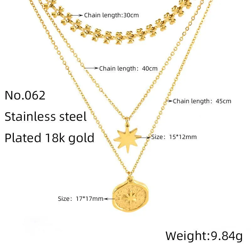 Layered Gold Star and Medallion Necklace – Trendy Chains for Modern Style