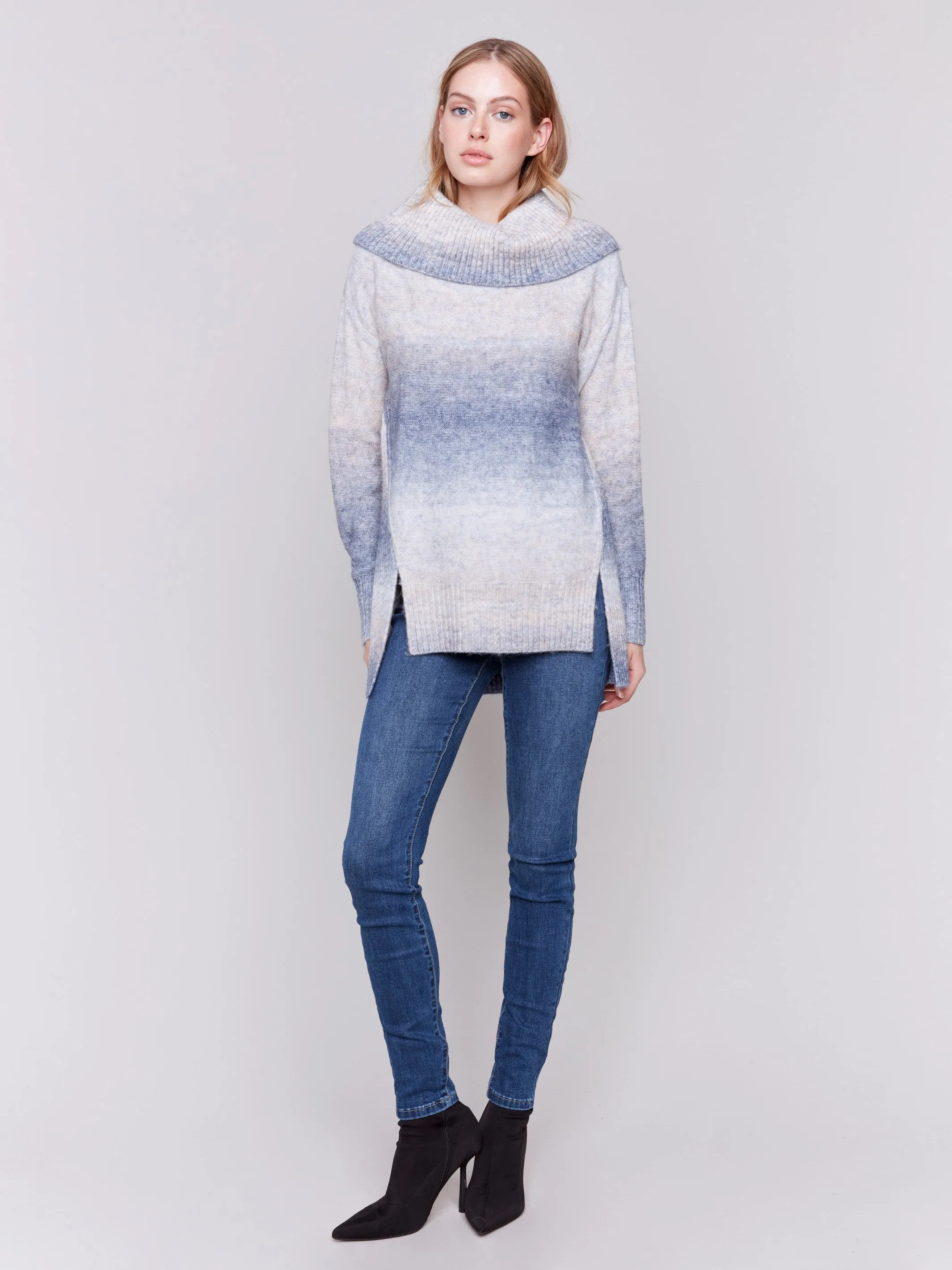 Long Cowl Neck Sweater - Frost