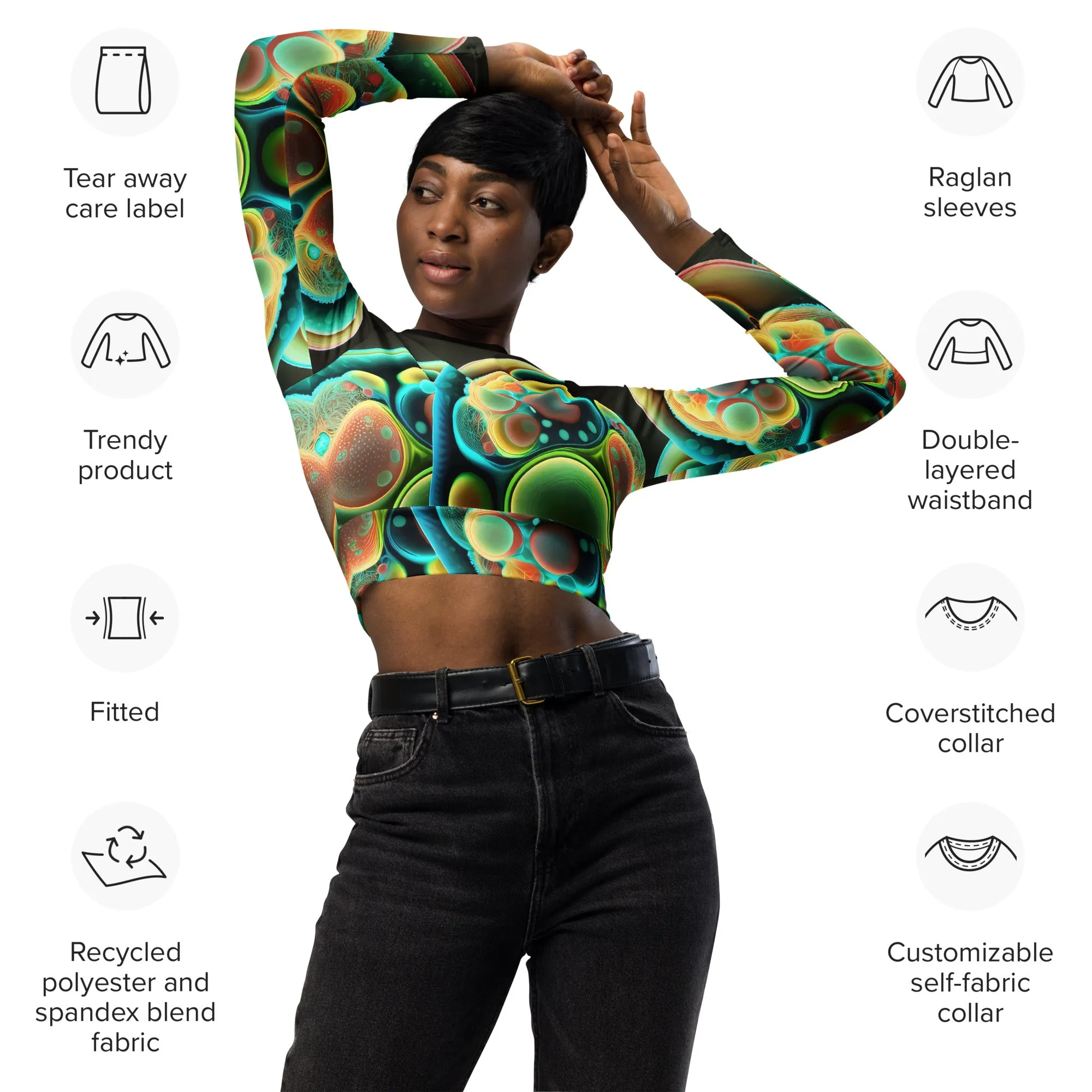 Long-Sleeve Crop Top Green from the Inside