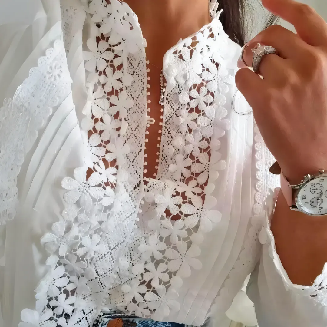 Marga - Floral blouse with lace design