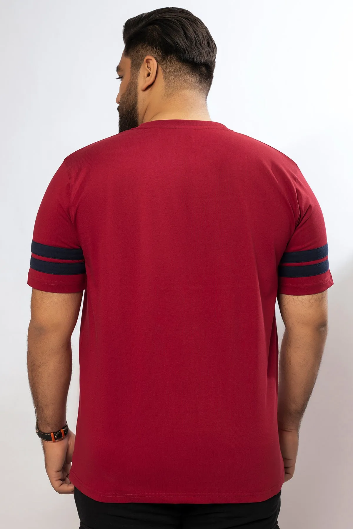 Maroon Cut & Sew T-Shirt (Plus size) - A24 - MT0331P