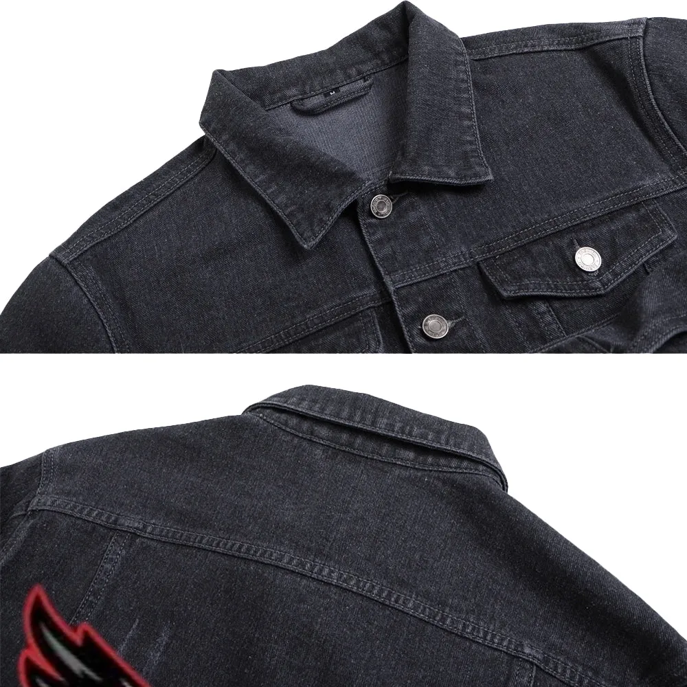 Mens Falcon Graphic Button Up Denim Jacket