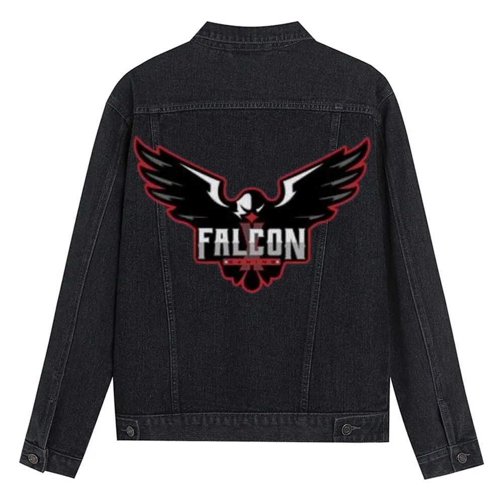 Mens Falcon Graphic Button Up Denim Jacket