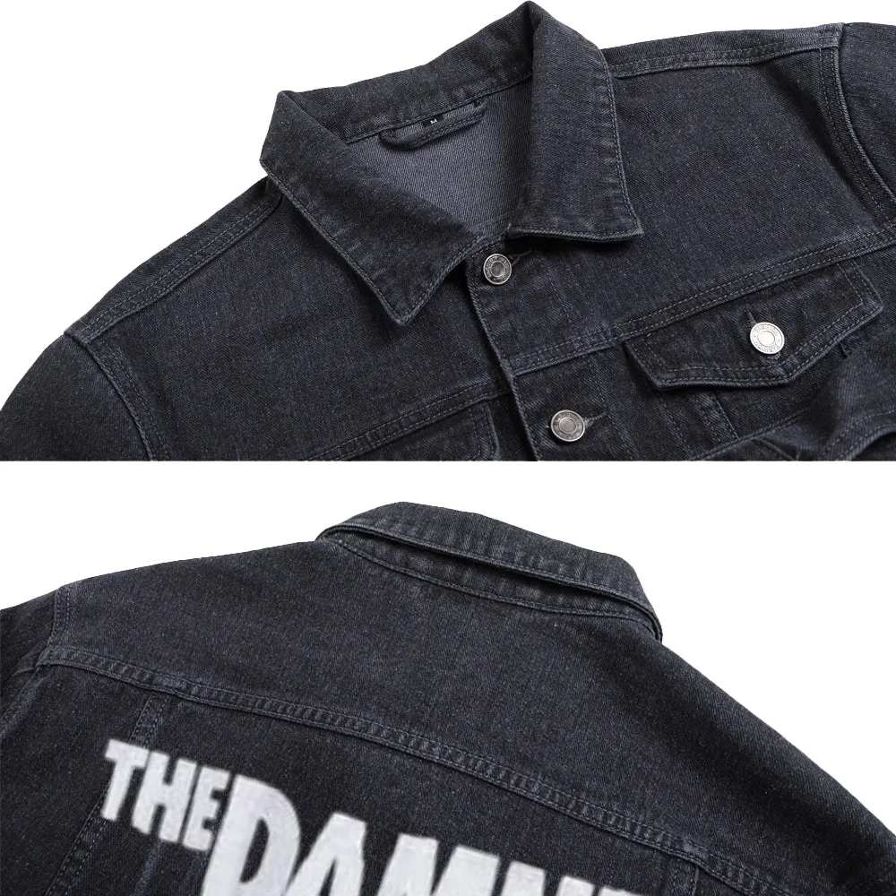 Mens The Damned Gothic Graphic Button Up Denim Jacket