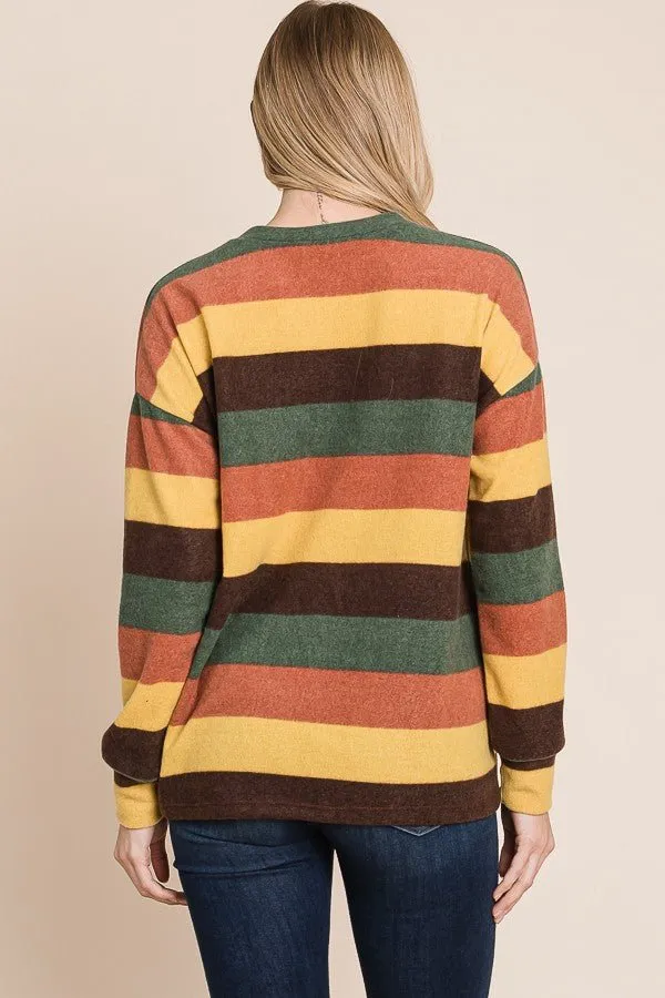 Multi-color Stripes Knit Sweater Top*