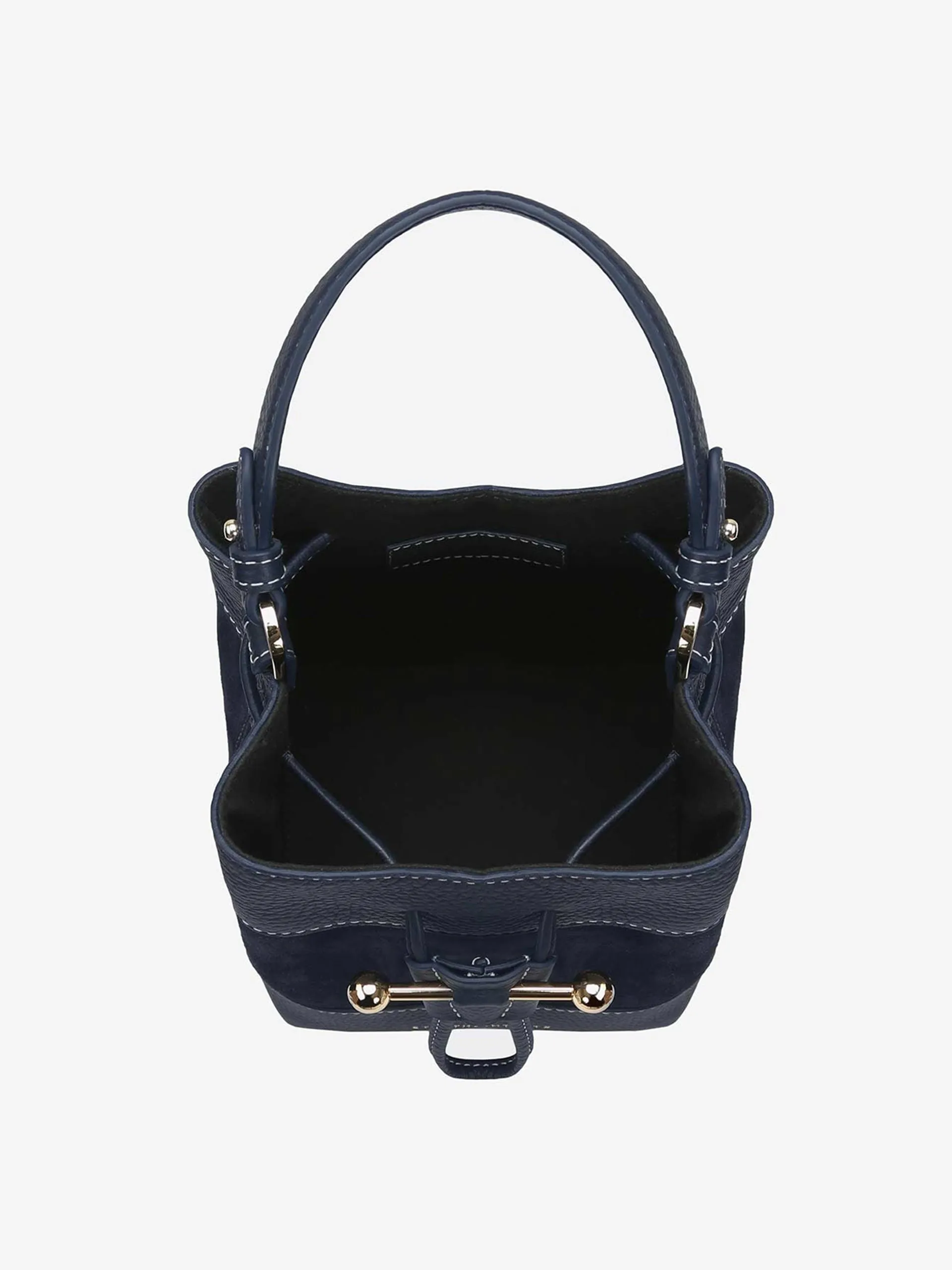 Navy Lana Osette leather and suede top handle bag