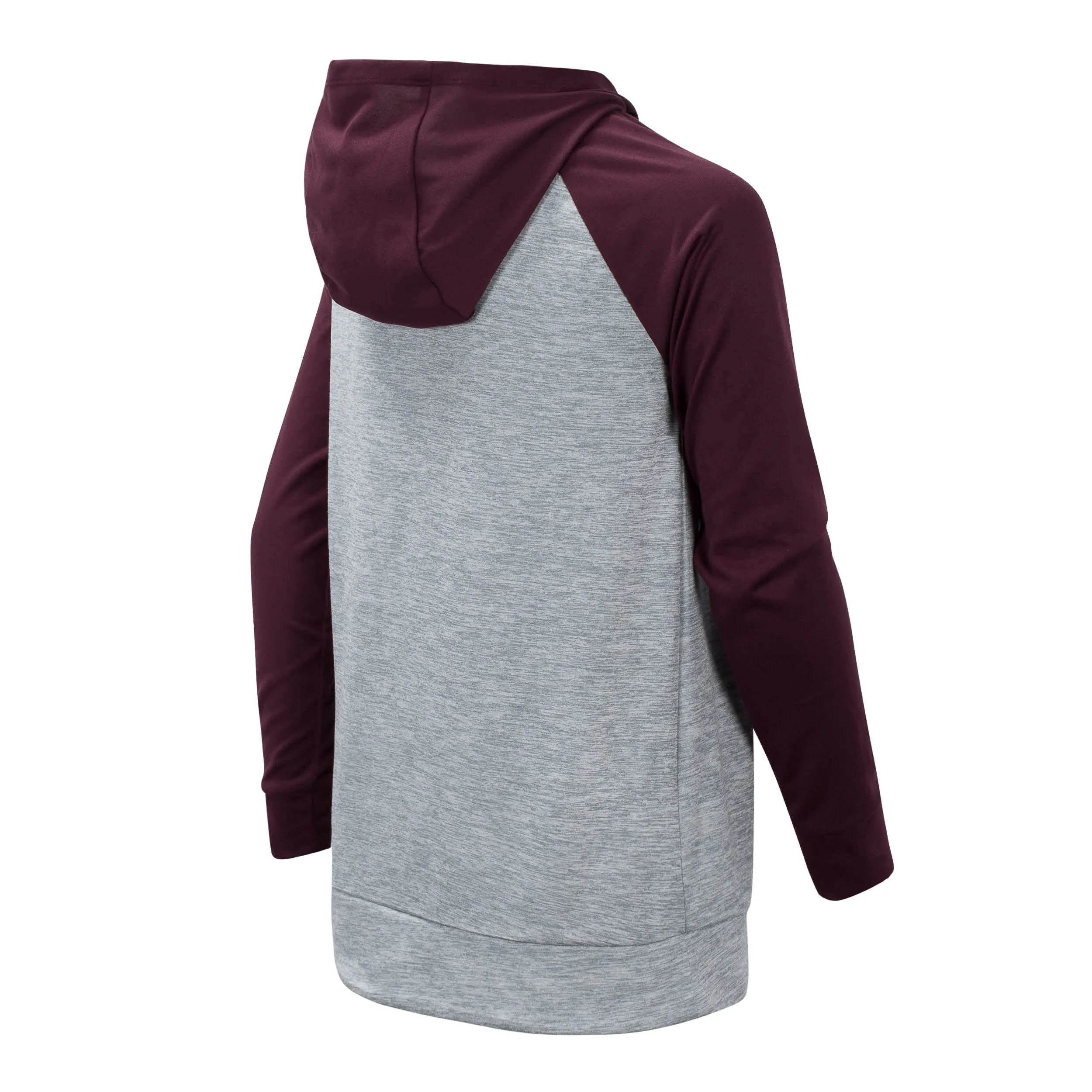 New Balance Boys Burgundy/Steel Long Sleeve Hooded Performance Top