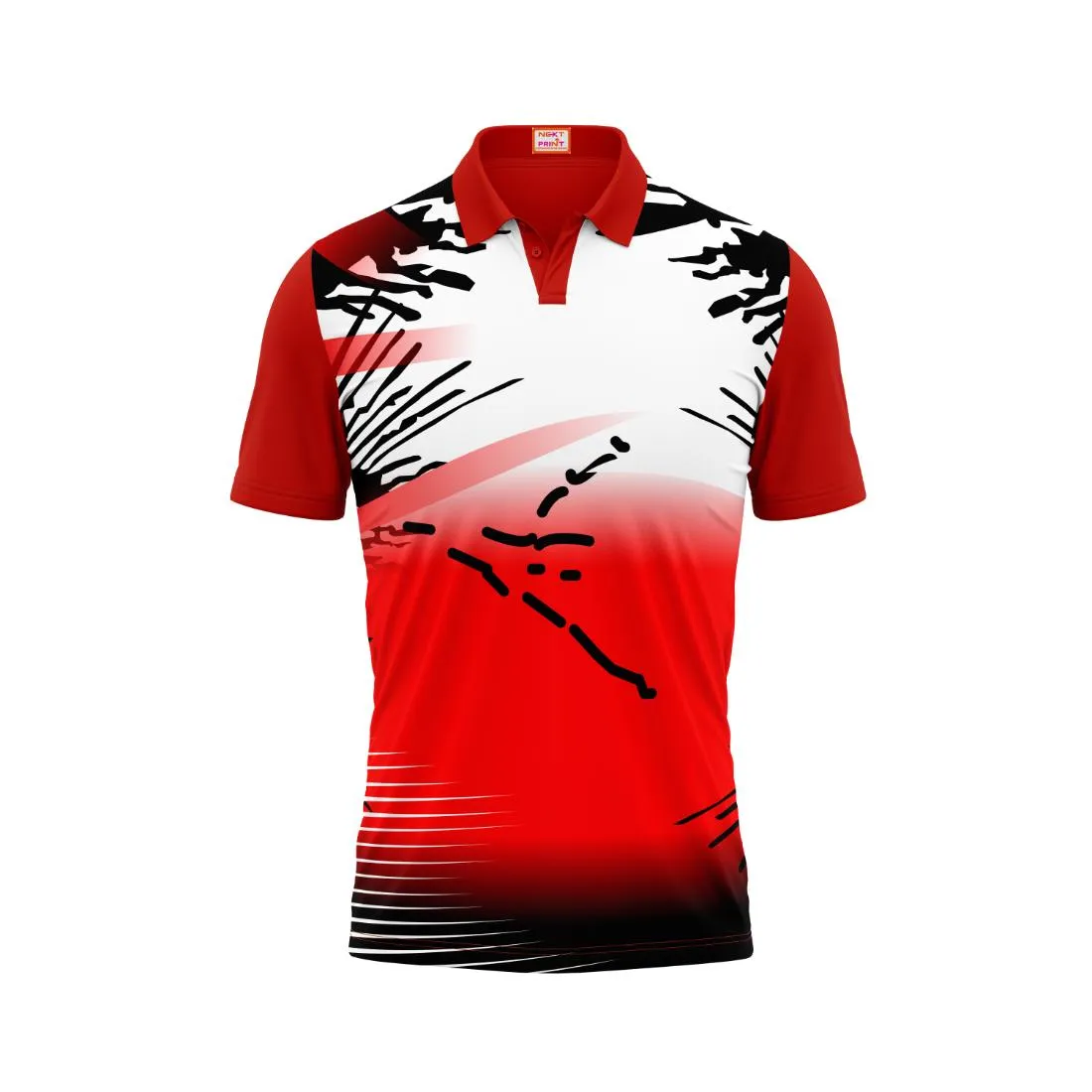 Next Print Customized Polo Neck Red Jersey NPTS36