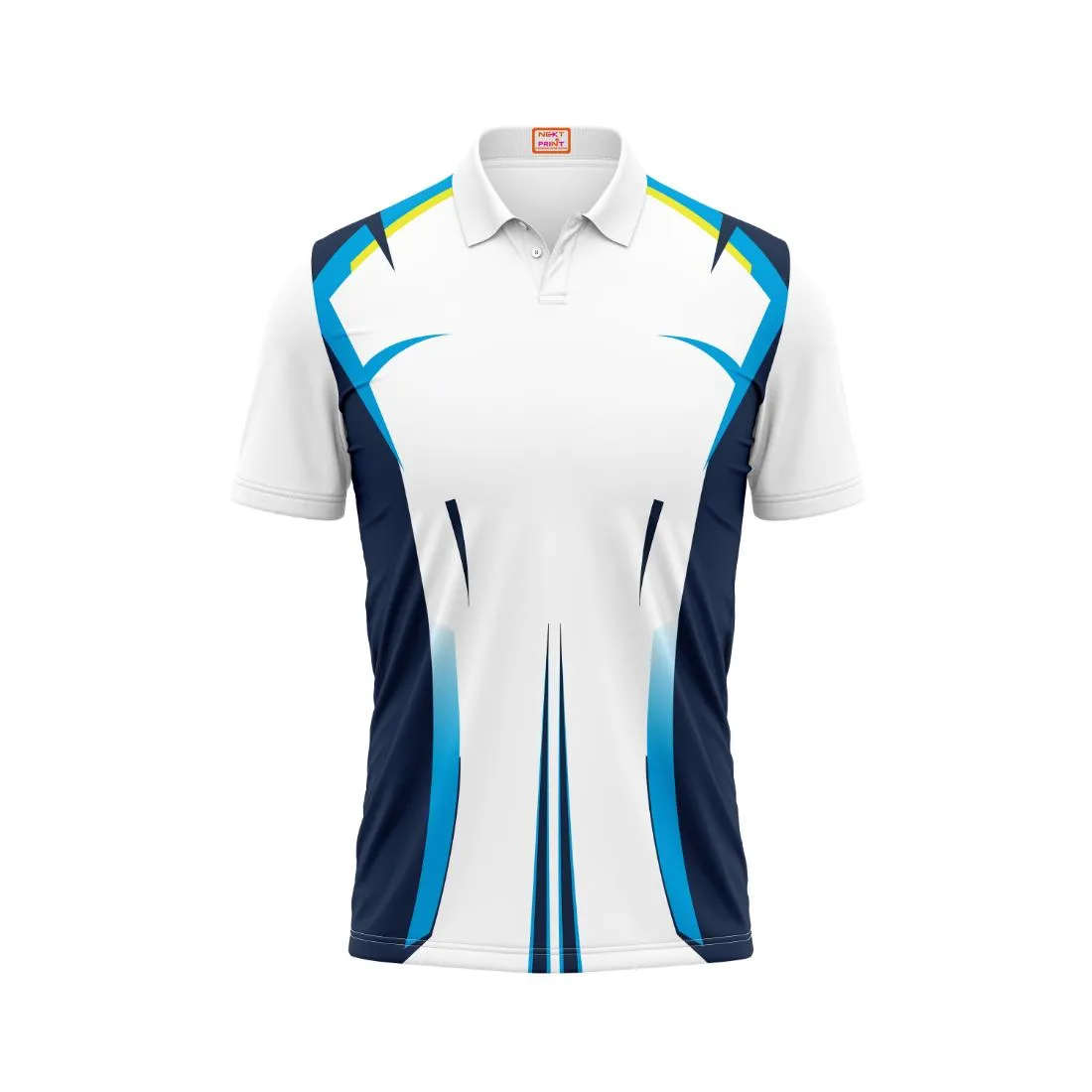 Next Print Customized Polo Neck White Jersey NPTS23