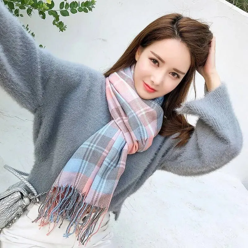 Pink Plaid Scarves