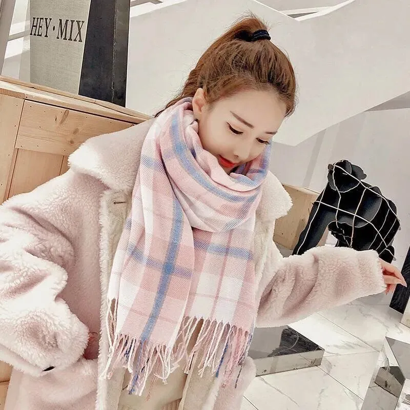 Pink Plaid Scarves