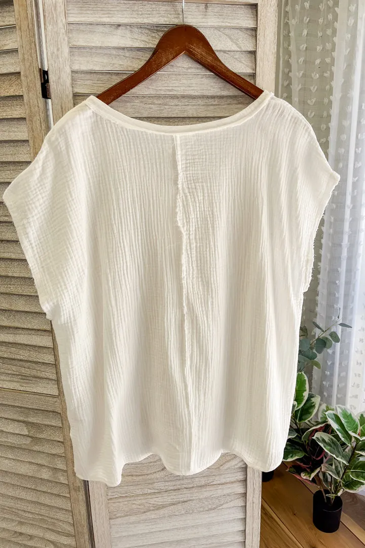 PLUS Gauze V-Neck Top