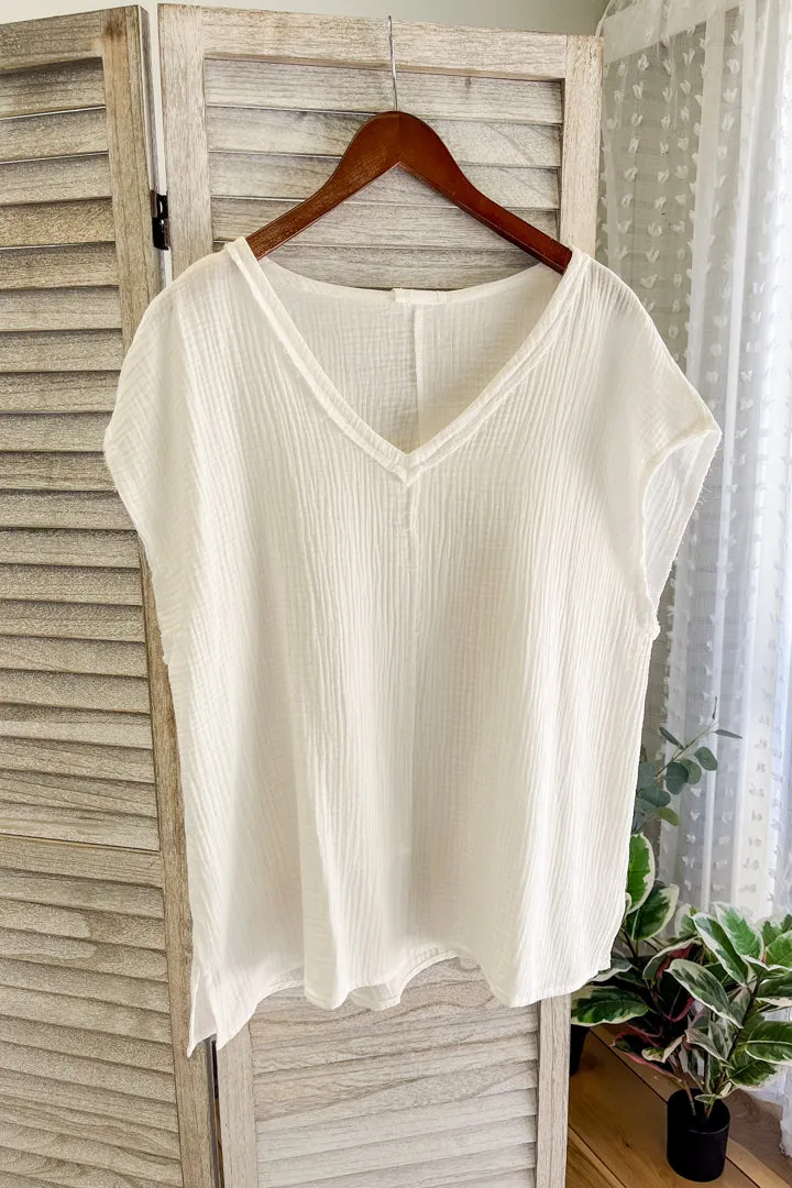 PLUS Gauze V-Neck Top