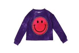 Purple Sweatshirt w/Large Hot Pink Smile Face