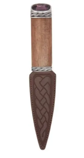 Red Shisham Celtic Sgian Dubh With Stone Top