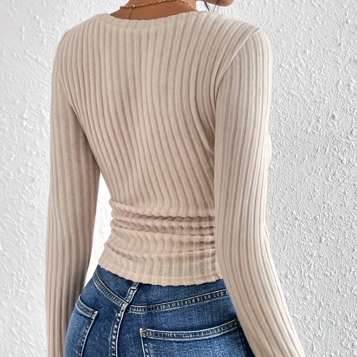 Round Neck Long Sleeve Sweater Top