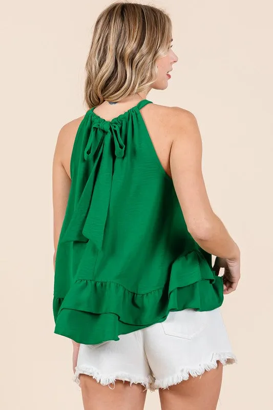 Ruffle Trim Sleeveless Blouse